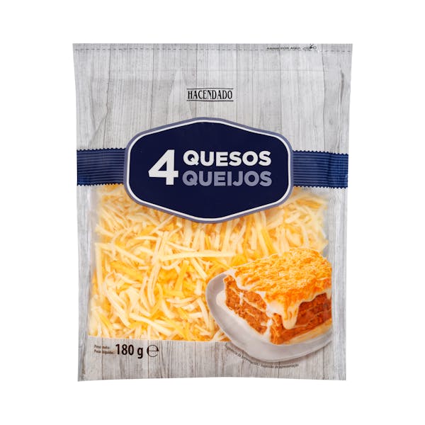 Queso rallado 4 quesos Hacendado mercadona
