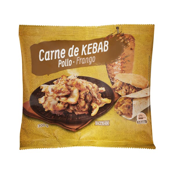 Relleno para kebab con carne de pollo asado Hacendado ultracongelado mercadona