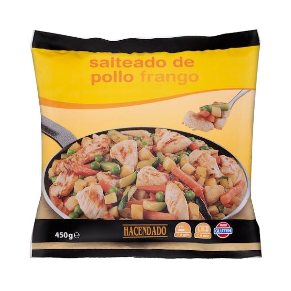 Salteado de pollo Hacendado ultracongelado mercadona