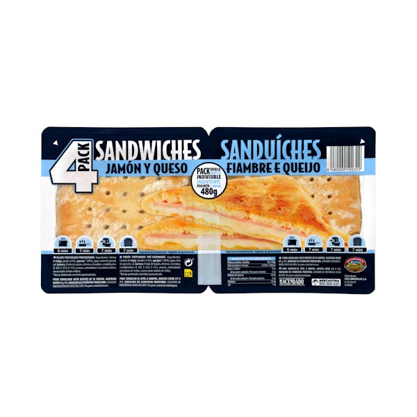 Sándwiches jamón y queso Hacendado mercadona