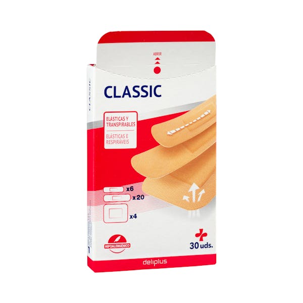Tiras adhesivas protectoras Classic color beige Deliplus surtidas, elásticas y transpirables mercadona