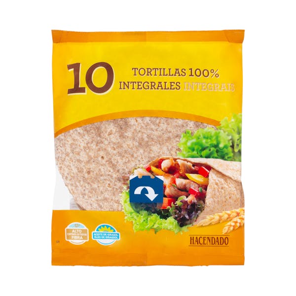 Tortillas de trigo integrales Hacendado mercadona