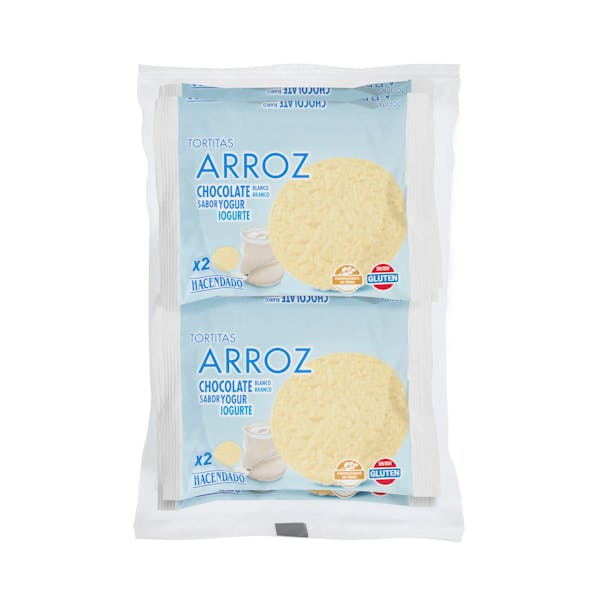 Tortitas de arroz con chocolate blanco sabor yogur Hacendado mercadona