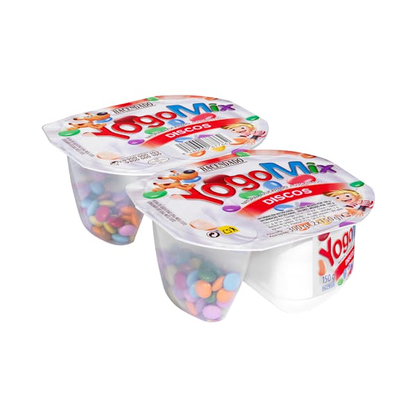 Yogur azucarado YogoMix Discos Hacendado con disquitos chocolateados mercadona