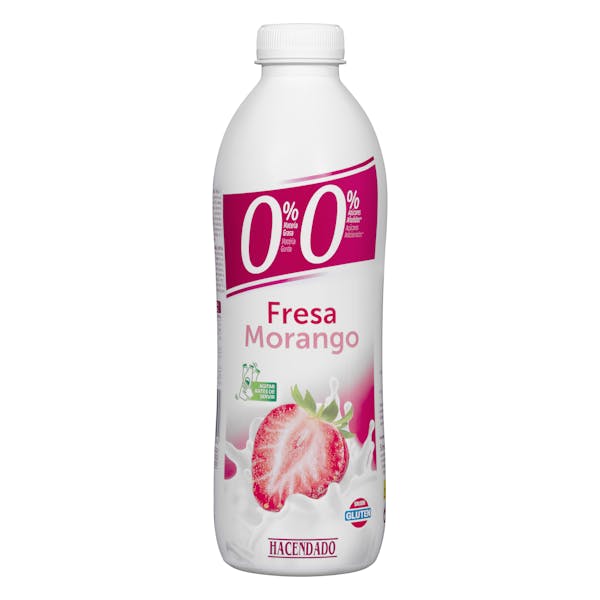 Yogur líquido desnatado de Fresa Hacendado 0% m.g 0% sin azúcares añadidos mercadona