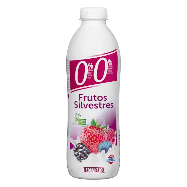 Yogur líquido desnatado Frutos Silvestres Hacendado 0% m.g 0% sin azúcares añadidos mercadona