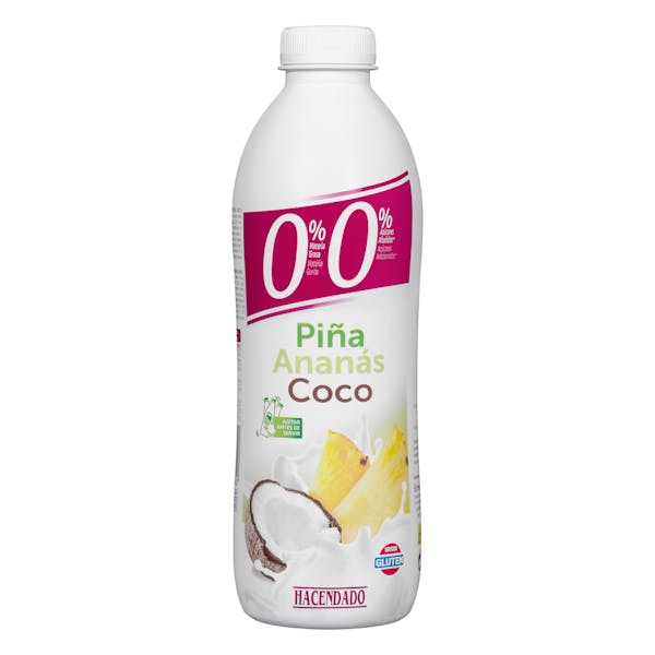 Yogur líquido desnatado Piña y Coco Hacendado 0% m.g 0% sin azúcares añadidos mercadona